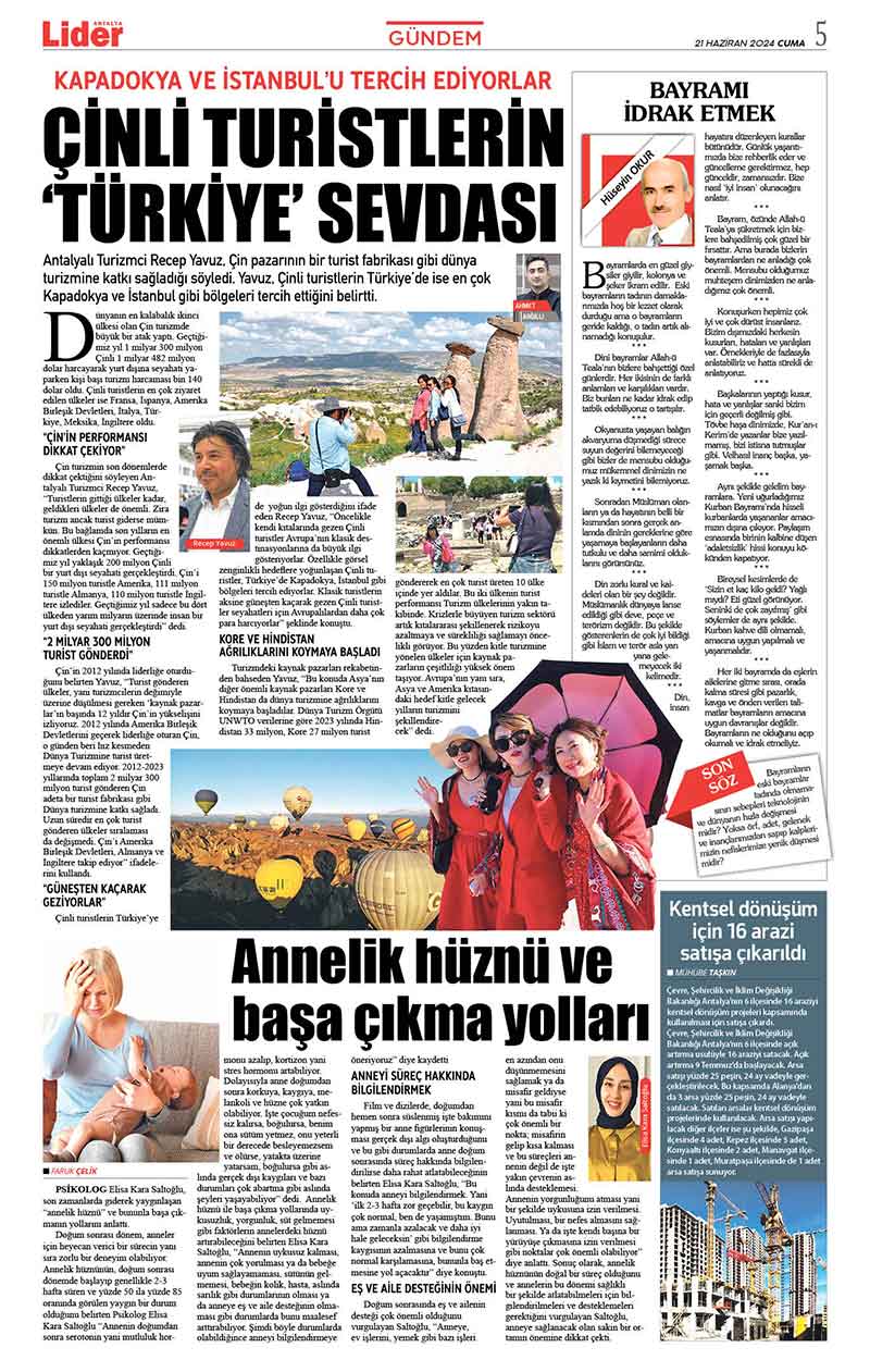 21 H A Z İ R A N L İ D E R G A Z E T E A N T A L Y A 5