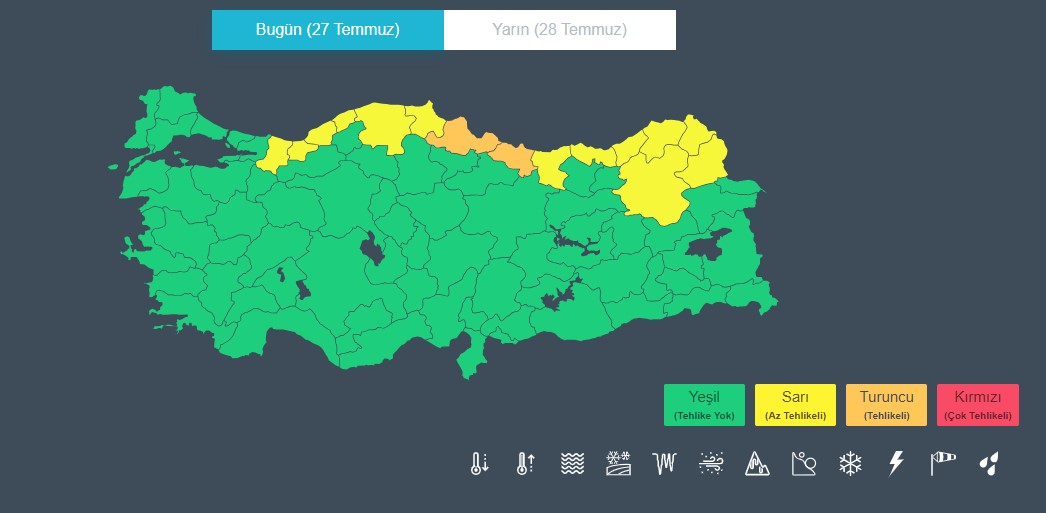 13 Ile ‘Sarı’, 2 Kente ‘Turuncu’ Kodlu Uyarı