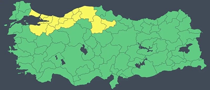 14 Il Için ‘Sarı’ Uyarı Kuvvetli Yağışa Dikkat