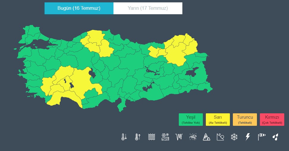 17 Il Için ‘Sarı’ Uyarı