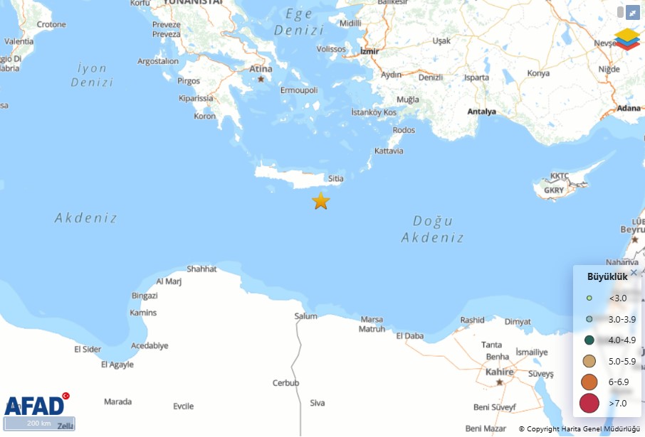 Akdeniz’de 4.1 Büyüklüğünde Deprem