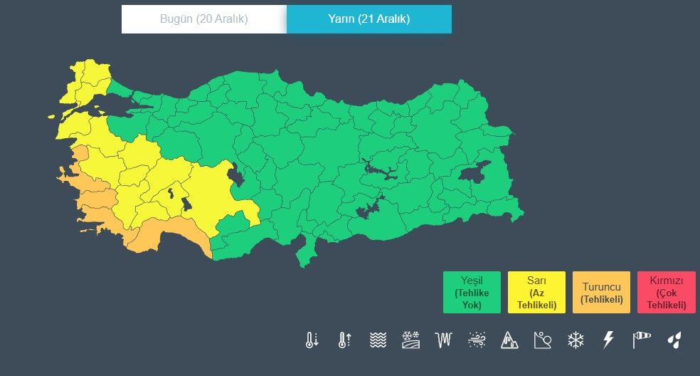 Meteoroloji 17 Kenti Sarı Ve Turuncu Kodla Uyardı