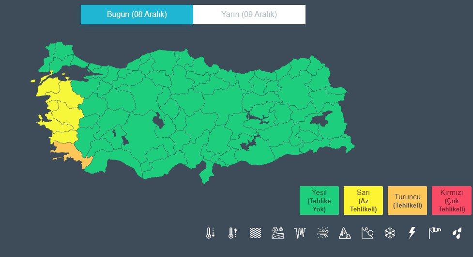 Meteoroloji'den 1 Kente Turuncu, 5 Kente Sarı Uyarı