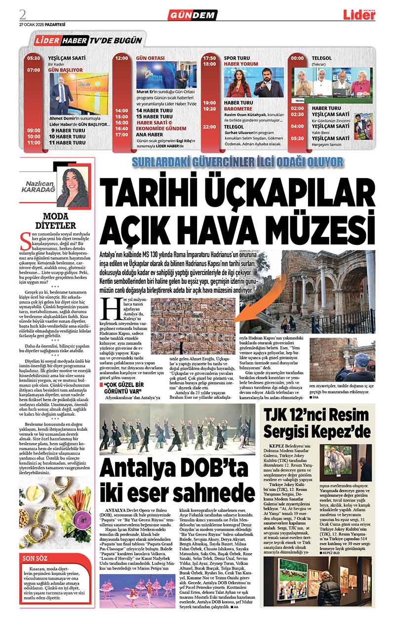 27 O C A K 2025 L İ D E R G A Z E T E A N T A L Y A 2