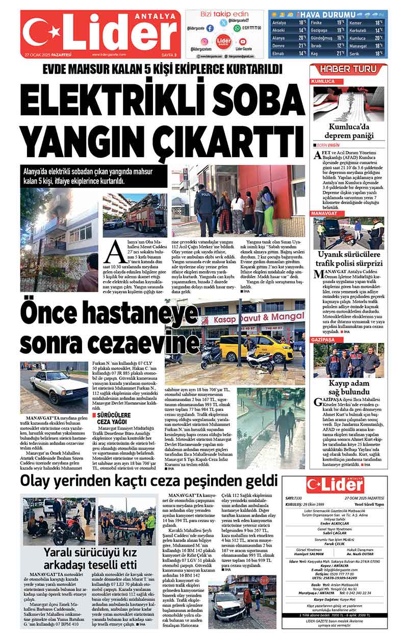 27 O C A K 2025 L İ D E R G A Z E T E A N T A L Y A 3