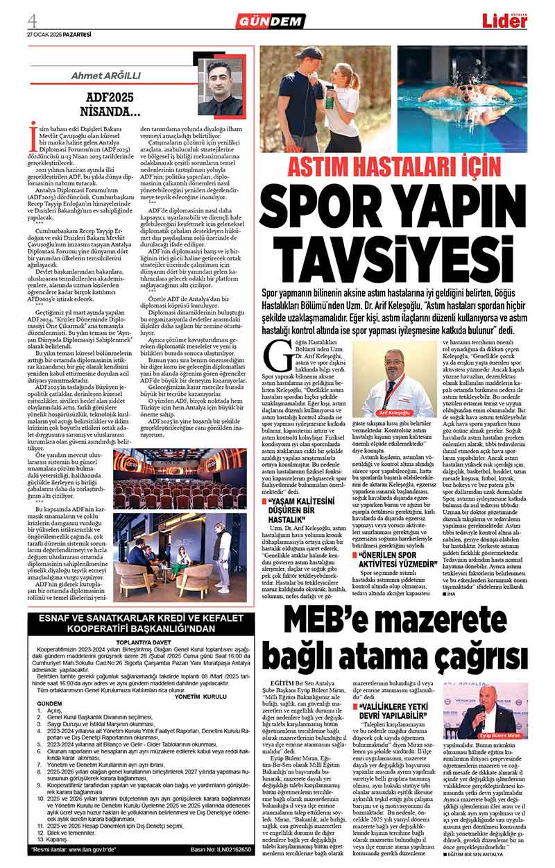 27 O C A K 2025 L İ D E R G A Z E T E A N T A L Y A 4