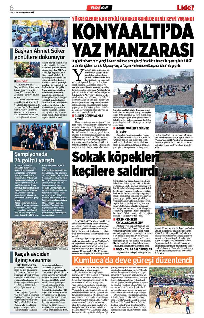 27 O C A K 2025 L İ D E R G A Z E T E A N T A L Y A 6