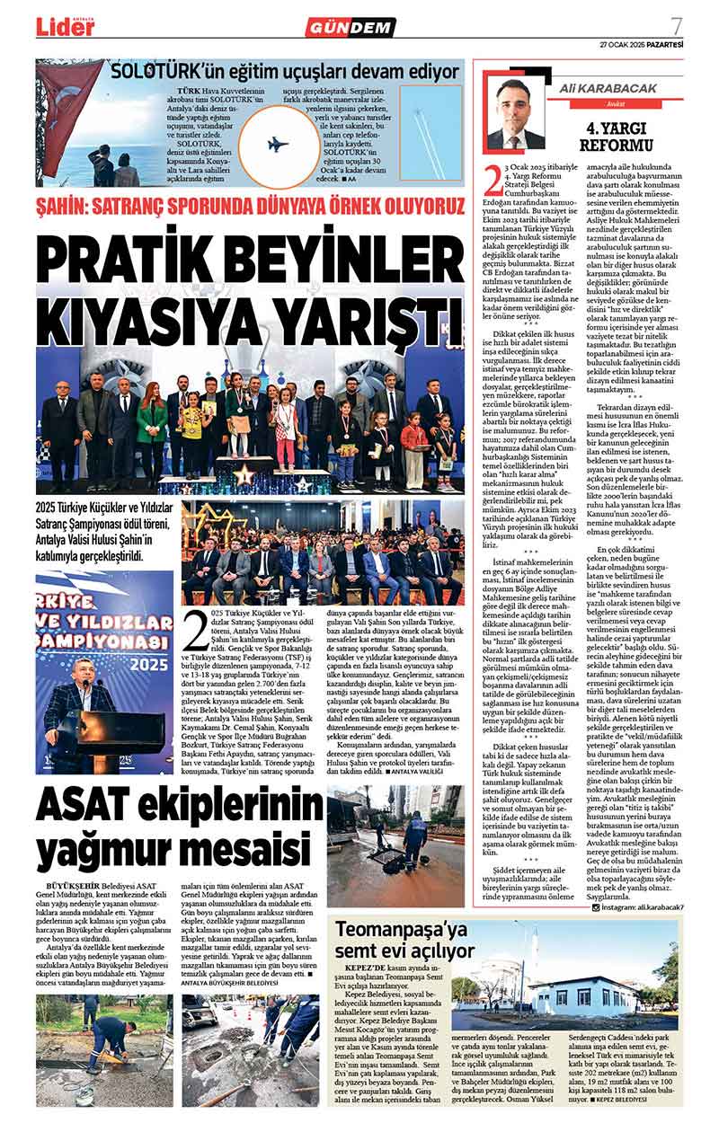 27 O C A K 2025 L İ D E R G A Z E T E A N T A L Y A 7