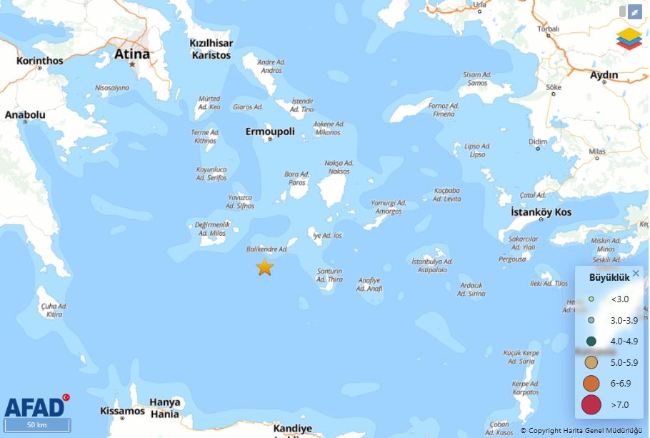 Ege Denizi’nde 4.8 Deprem