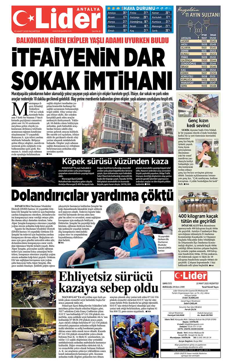 10 M A R T 2025 L İ D E R G A Z E T E A N T A L Y A 3