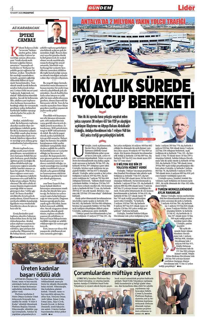 10 M A R T 2025 L İ D E R G A Z E T E A N T A L Y A 4