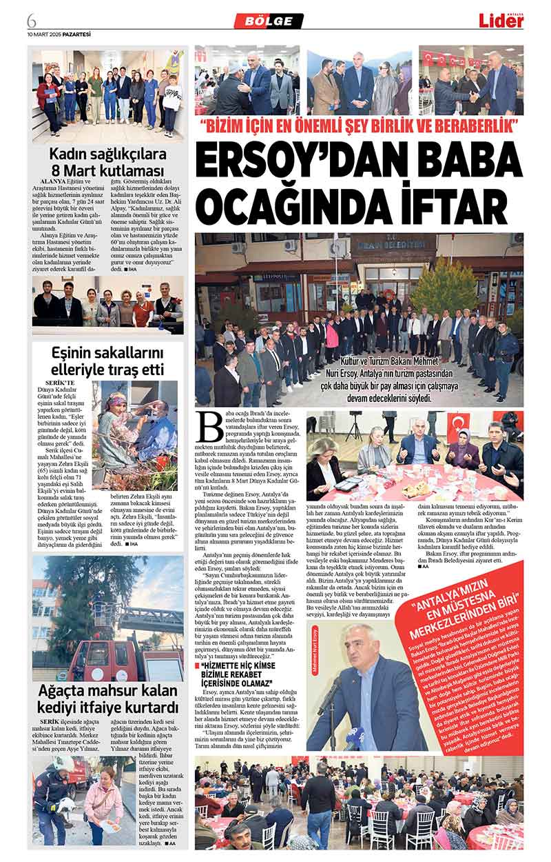 10 M A R T 2025 L İ D E R G A Z E T E A N T A L Y A 6