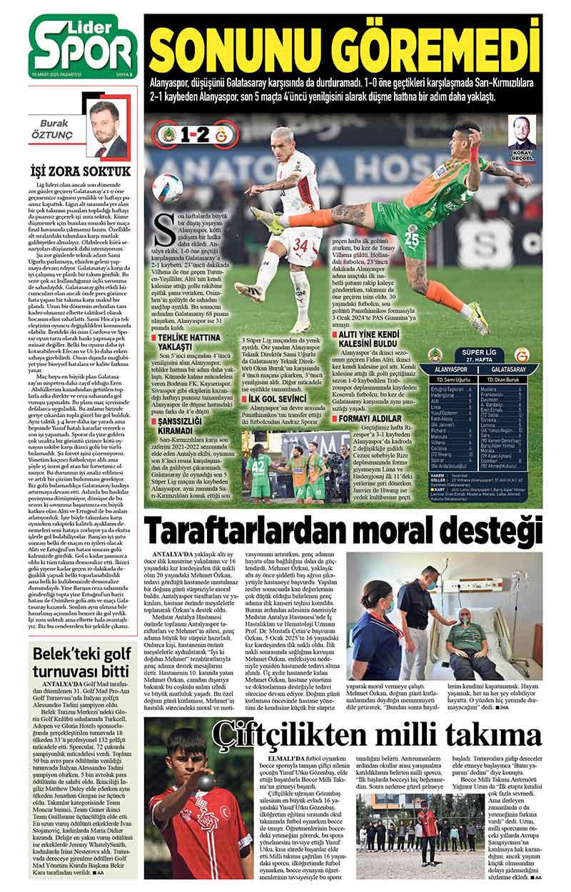 10 M A R T 2025 L İ D E R G A Z E T E A N T A L Y A 8