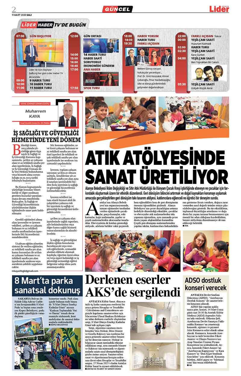 11 M A R T 2025 L İ D E R G A Z E T E A N T A L Y A 2