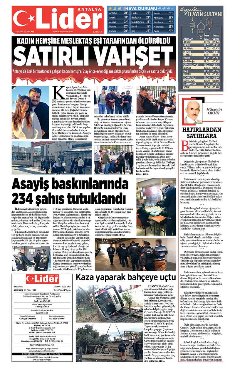 11 M A R T 2025 L İ D E R G A Z E T E A N T A L Y A 3