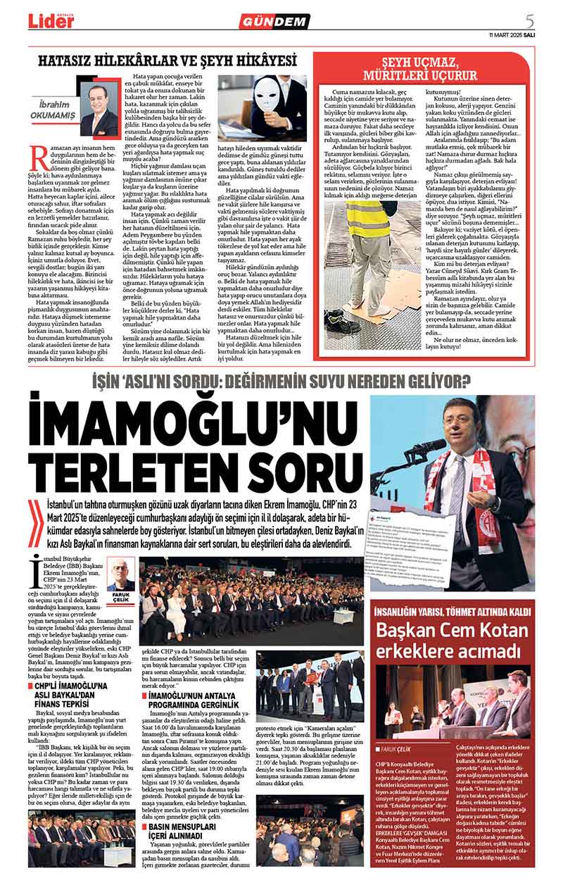 11 M A R T 2025 L İ D E R G A Z E T E A N T A L Y A 5