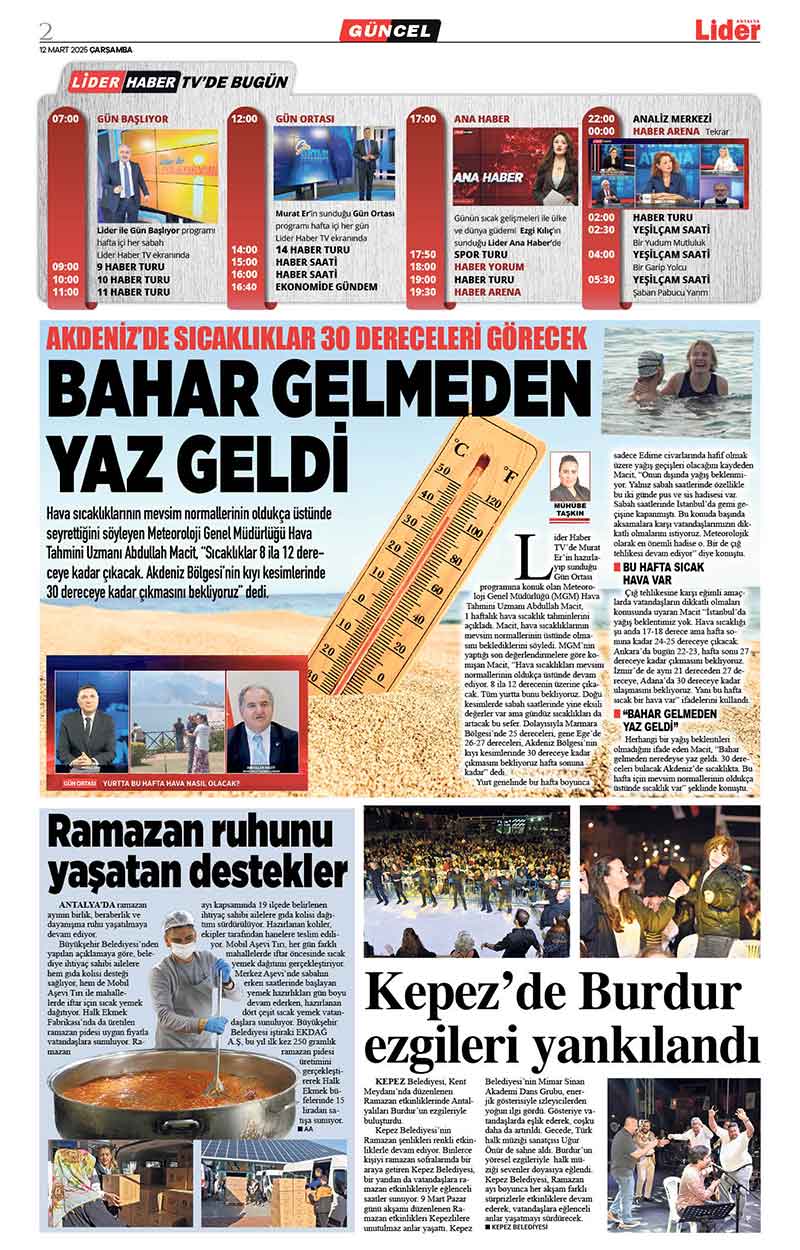 12 M A R T 2025 L İ D E R G A Z E T E A N T A L Y A 2