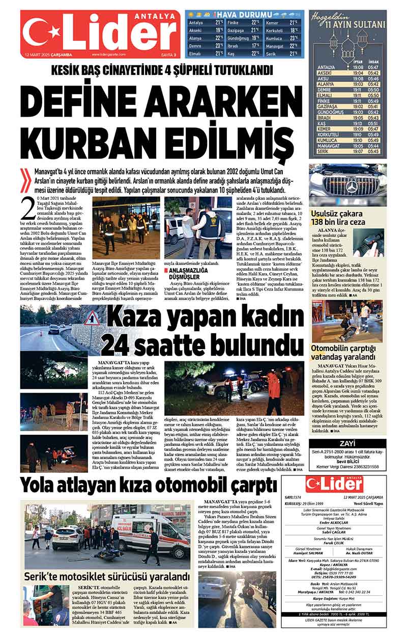 12 M A R T 2025 L İ D E R G A Z E T E A N T A L Y A 3