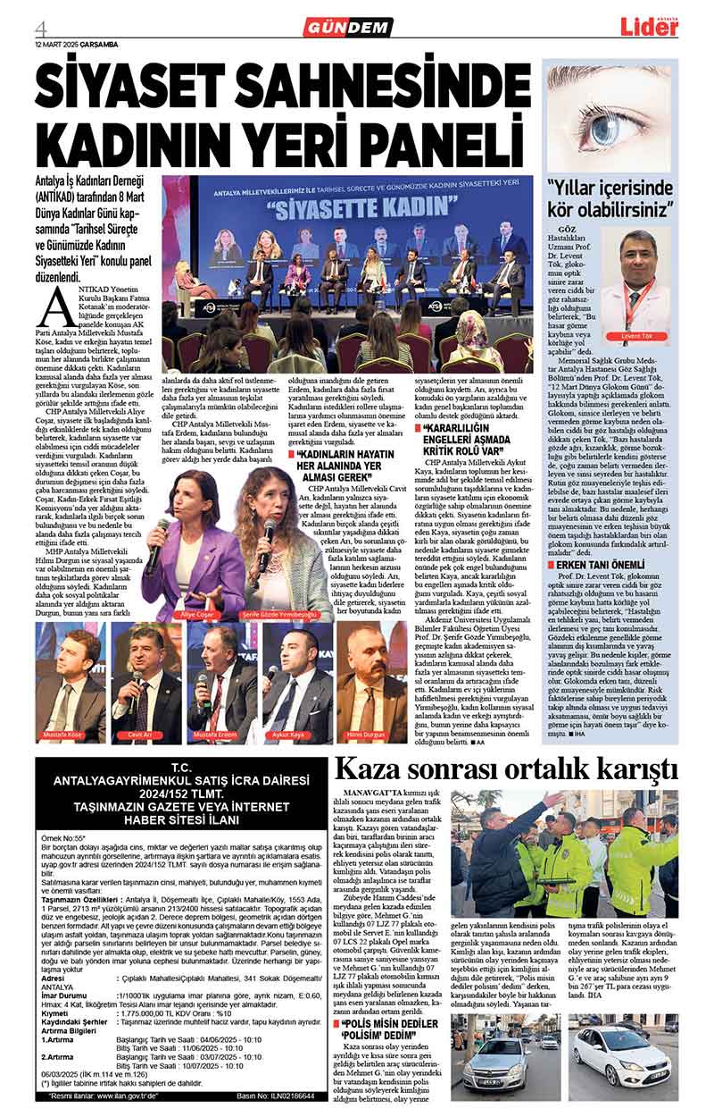 12 M A R T 2025 L İ D E R G A Z E T E A N T A L Y A 4