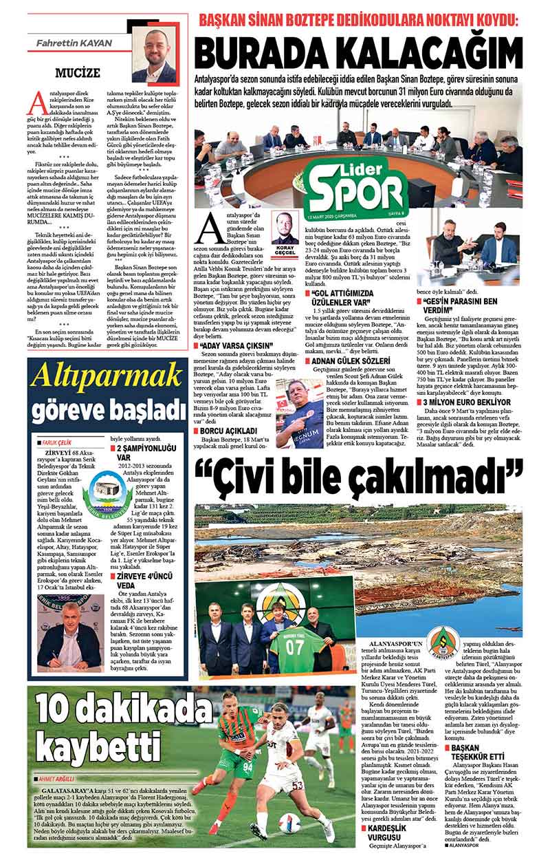 12 M A R T 2025 L İ D E R G A Z E T E A N T A L Y A 8
