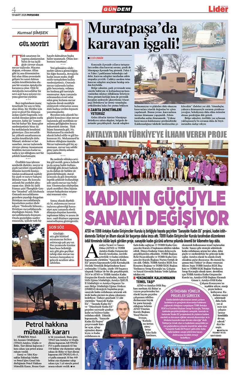 13 M A R T 2025 L İ D E R G A Z E T E A N T A L Y A 4