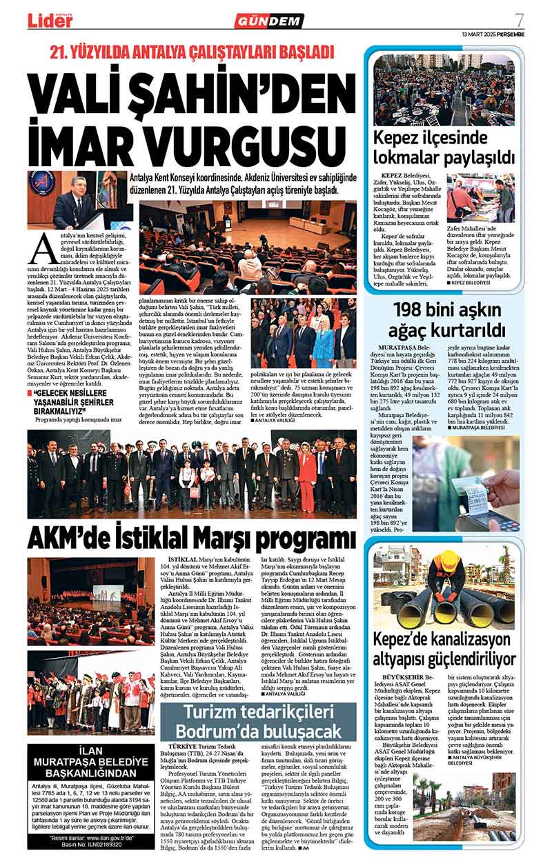 13 M A R T 2025 L İ D E R G A Z E T E A N T A L Y A 7