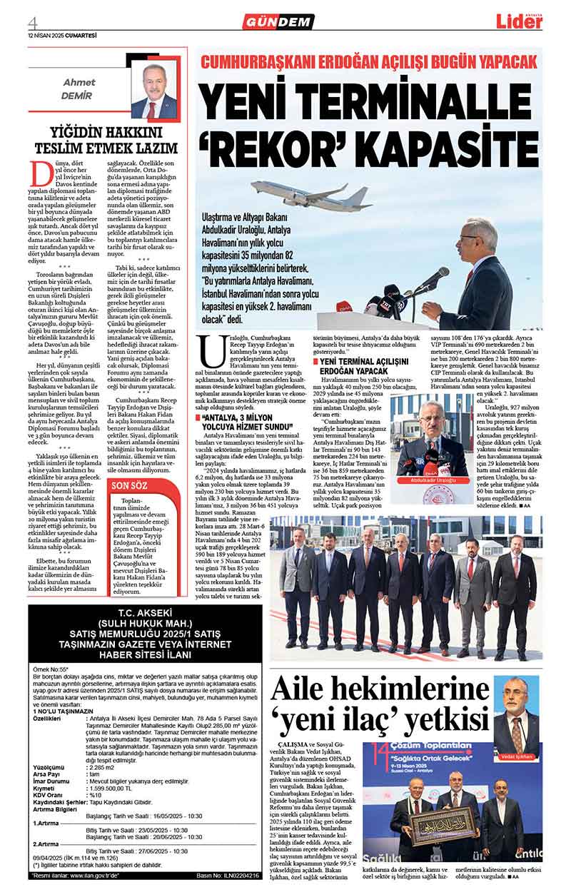 12 N İ S A N 2025 L İ D E R G A Z E T E A N T A L Y A 4