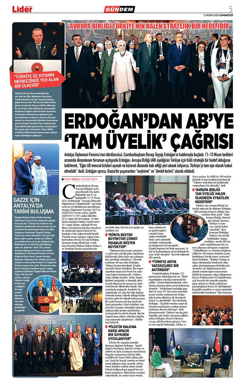 12 N İ S A N 2025 L İ D E R G A Z E T E A N T A L Y A 5