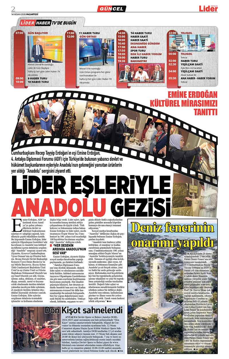 14 N İ S A N 2025 L İ D E R G A Z E T E A N T A L Y A 2