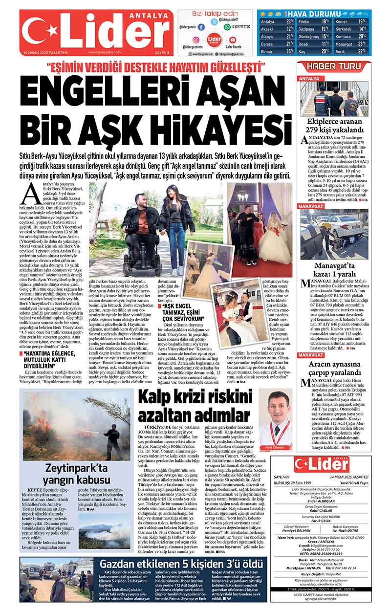 14 N İ S A N 2025 L İ D E R G A Z E T E A N T A L Y A 3