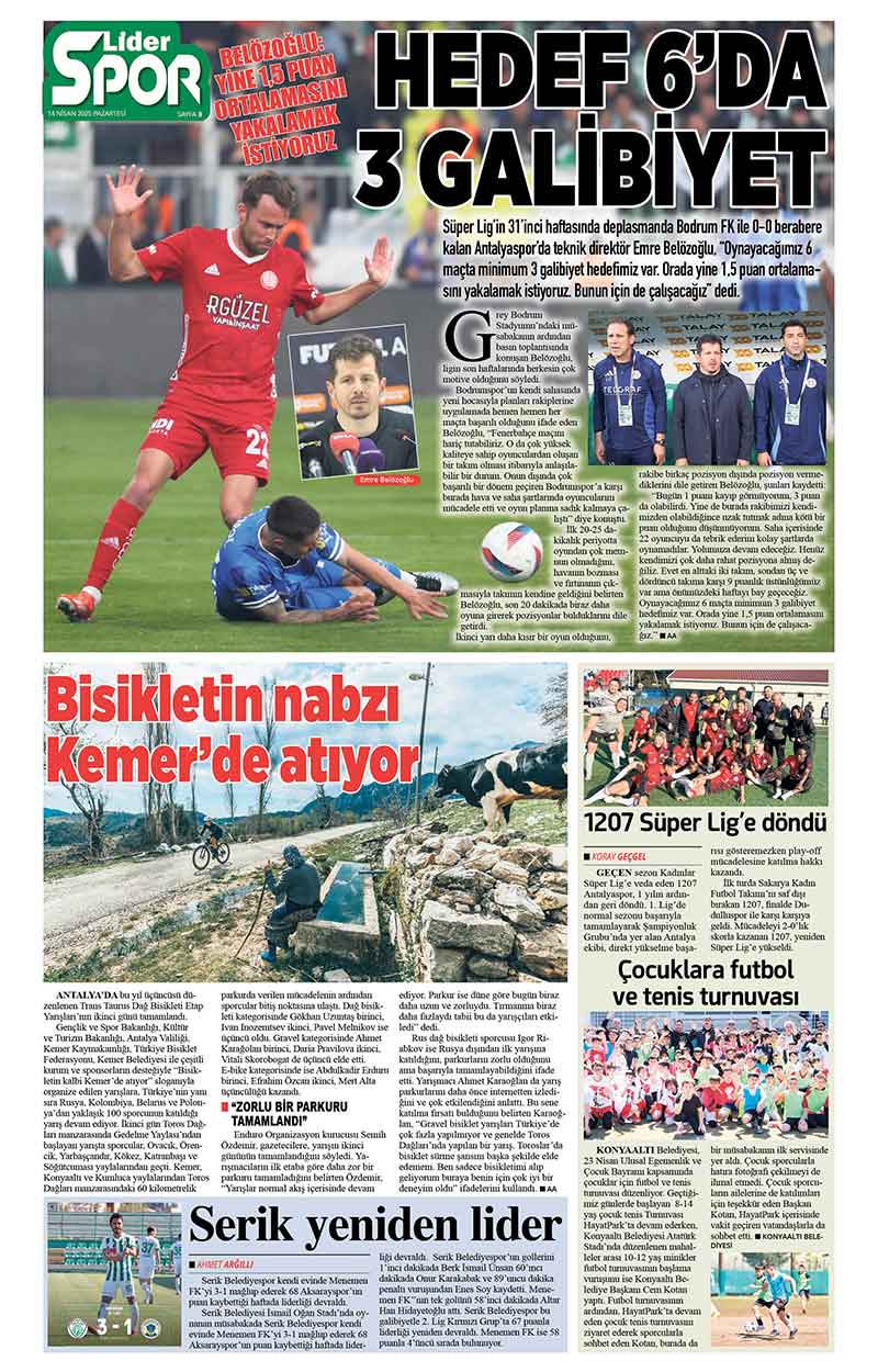 14 N İ S A N 2025 L İ D E R G A Z E T E A N T A L Y A 8