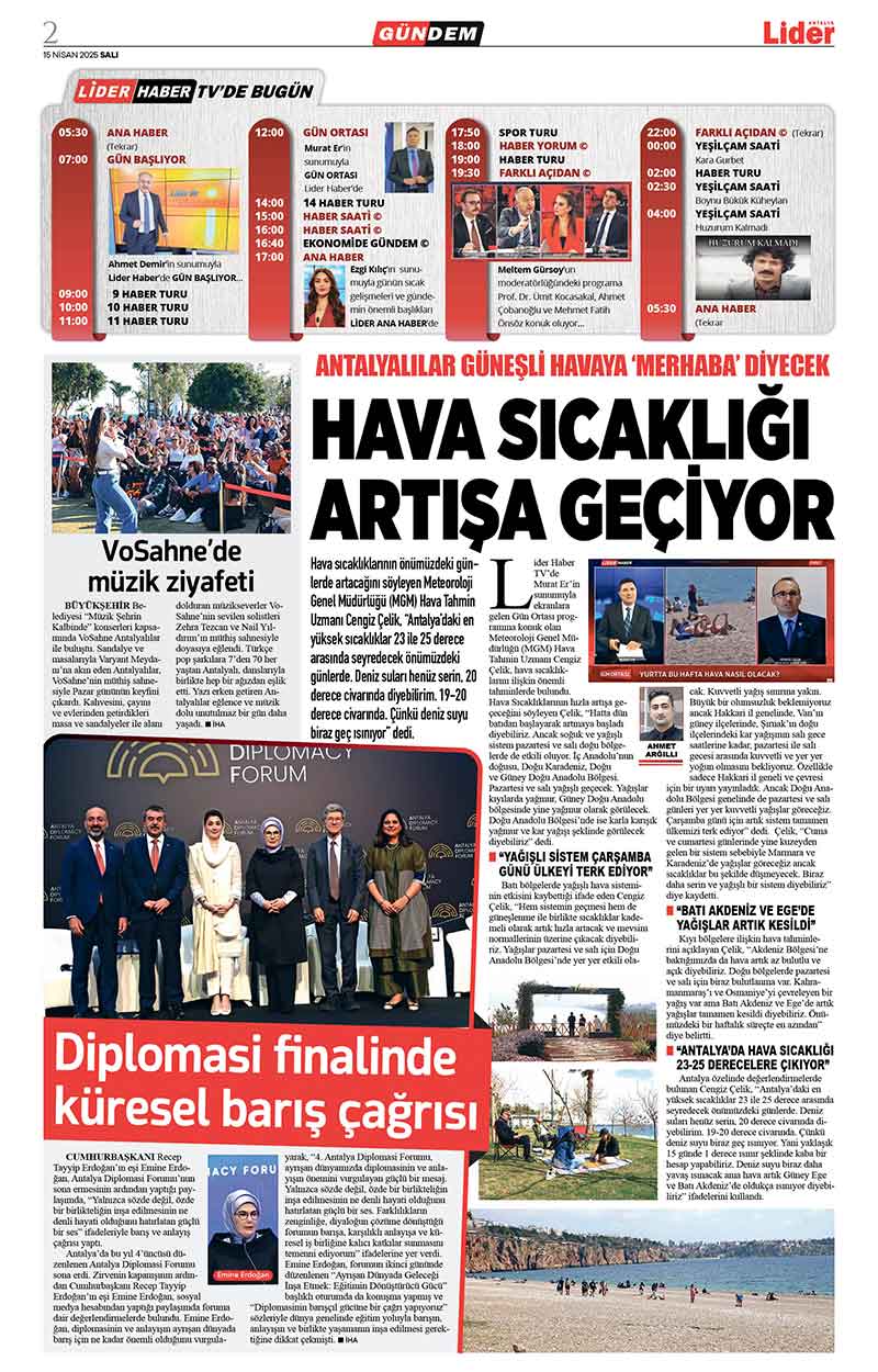 15 N İ S A N 2025 L İ D E R G A Z E T E A N T A L Y A 2