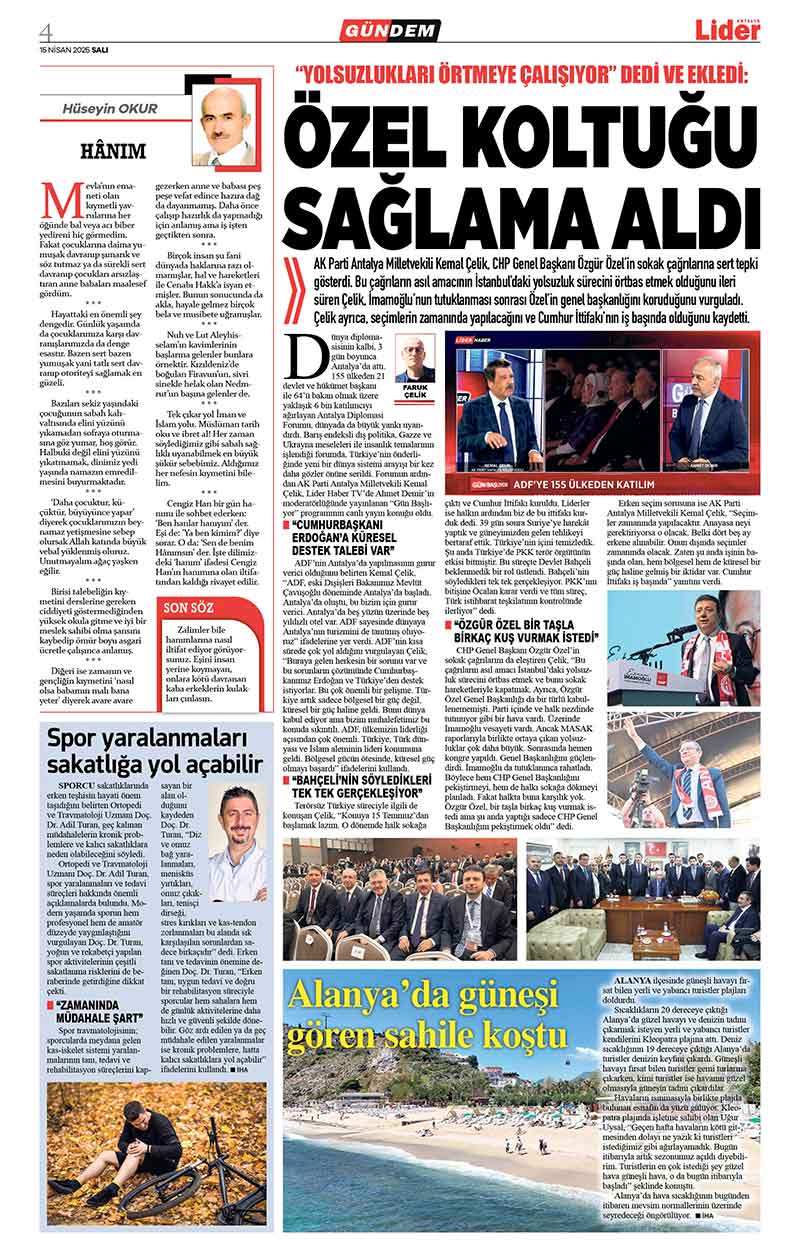 15 N İ S A N 2025 L İ D E R G A Z E T E A N T A L Y A 4