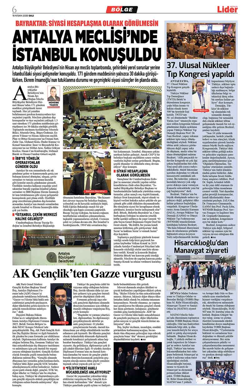 15 N İ S A N 2025 L İ D E R G A Z E T E A N T A L Y A 6