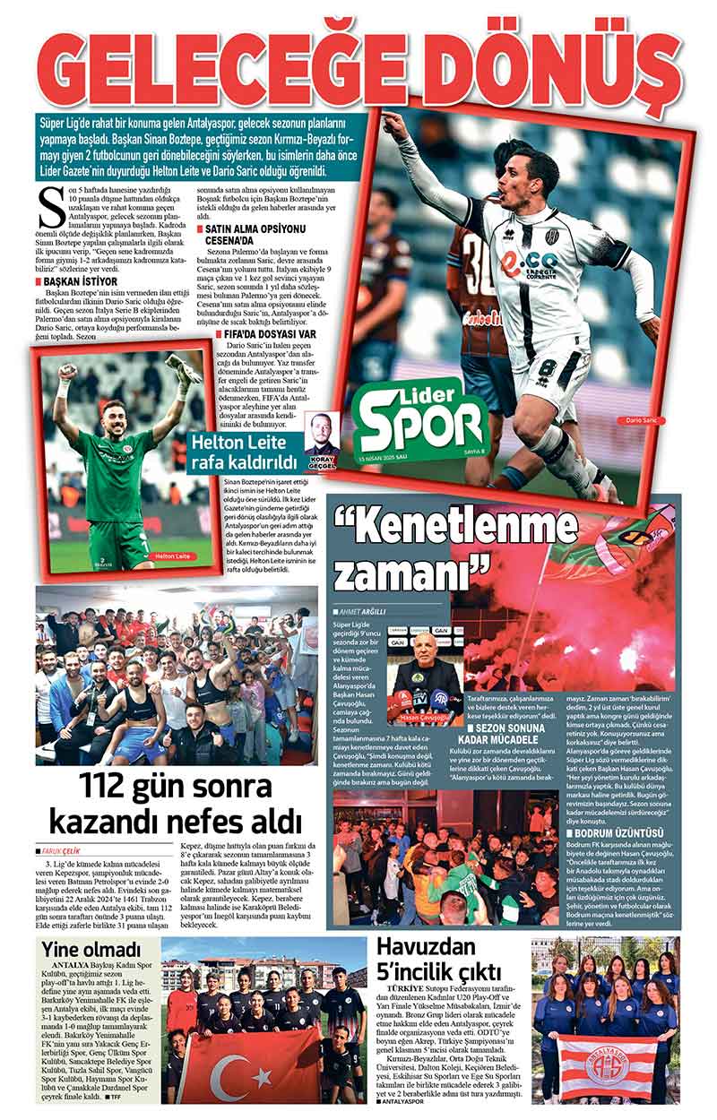 15 N İ S A N 2025 L İ D E R G A Z E T E A N T A L Y A 8