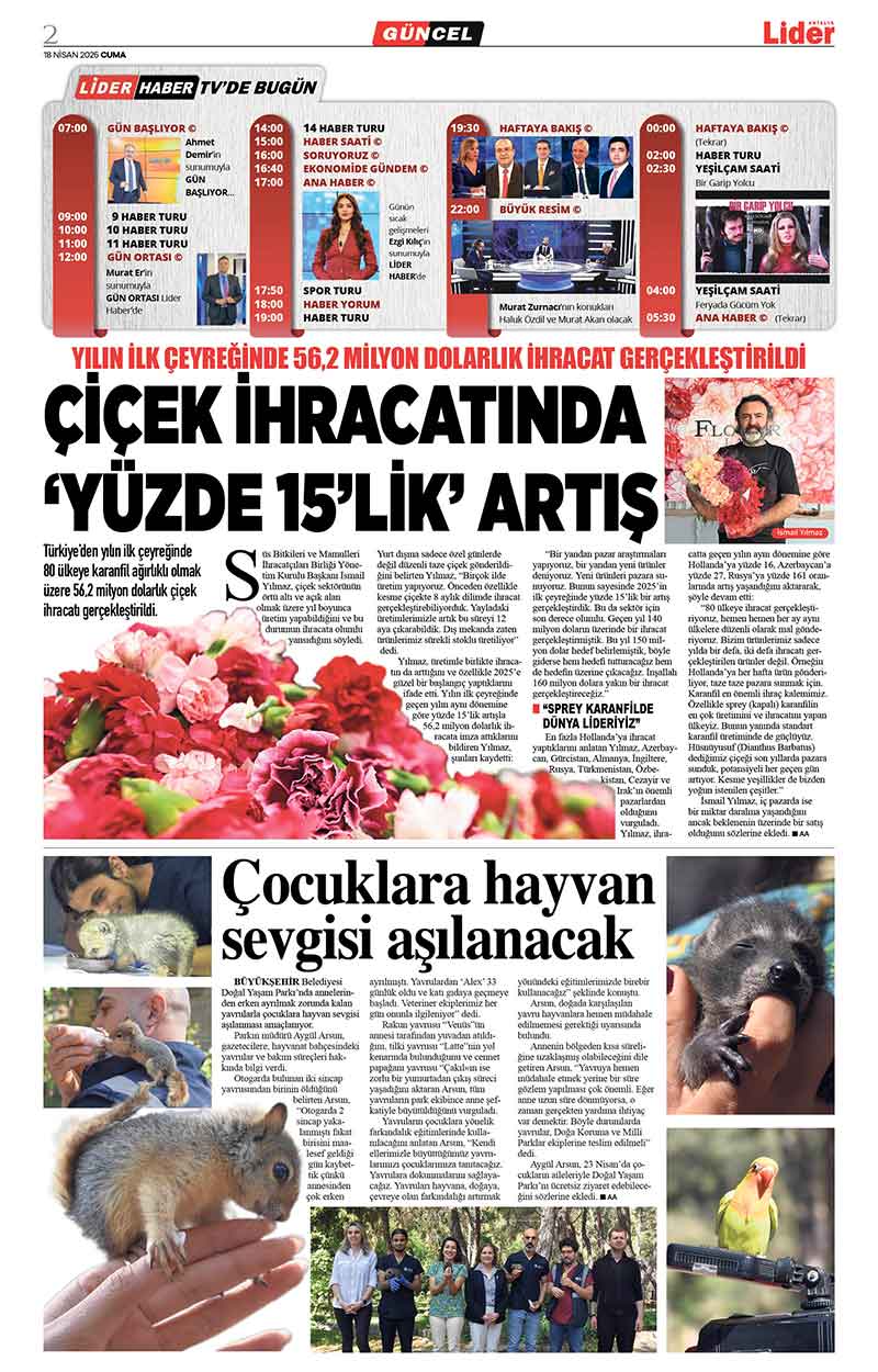 18 N İ S A N 2025 L İ D E R G A Z E T E A N T A L Y A 2