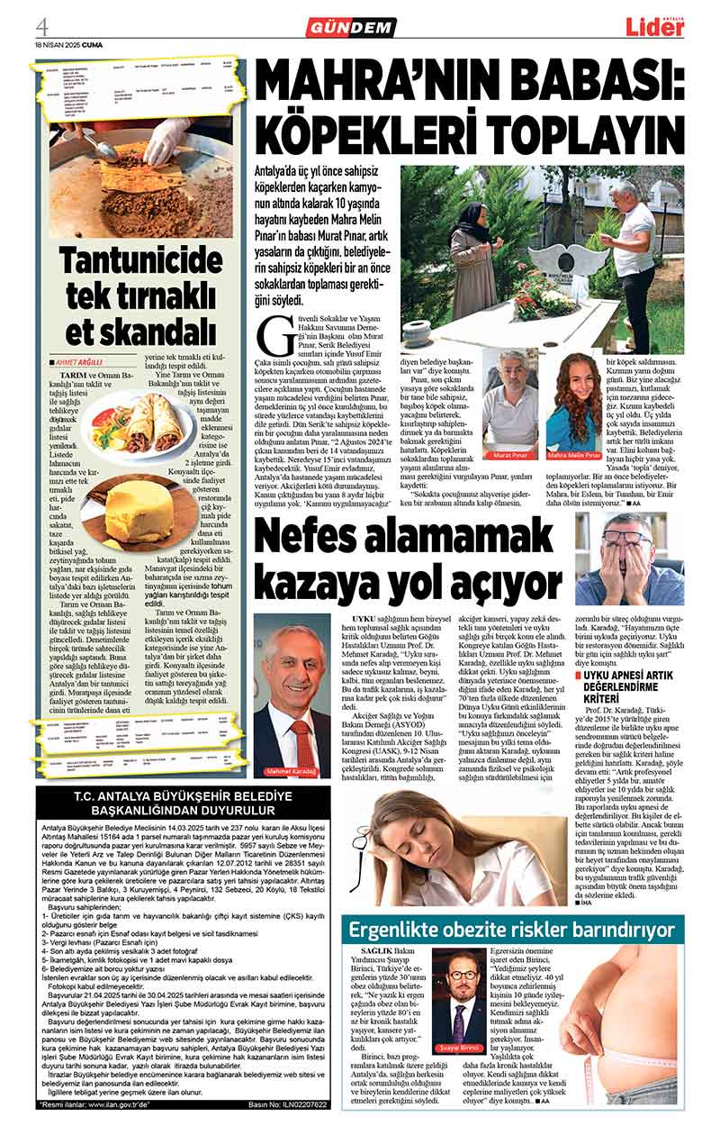 18 N İ S A N 2025 L İ D E R G A Z E T E A N T A L Y A 4