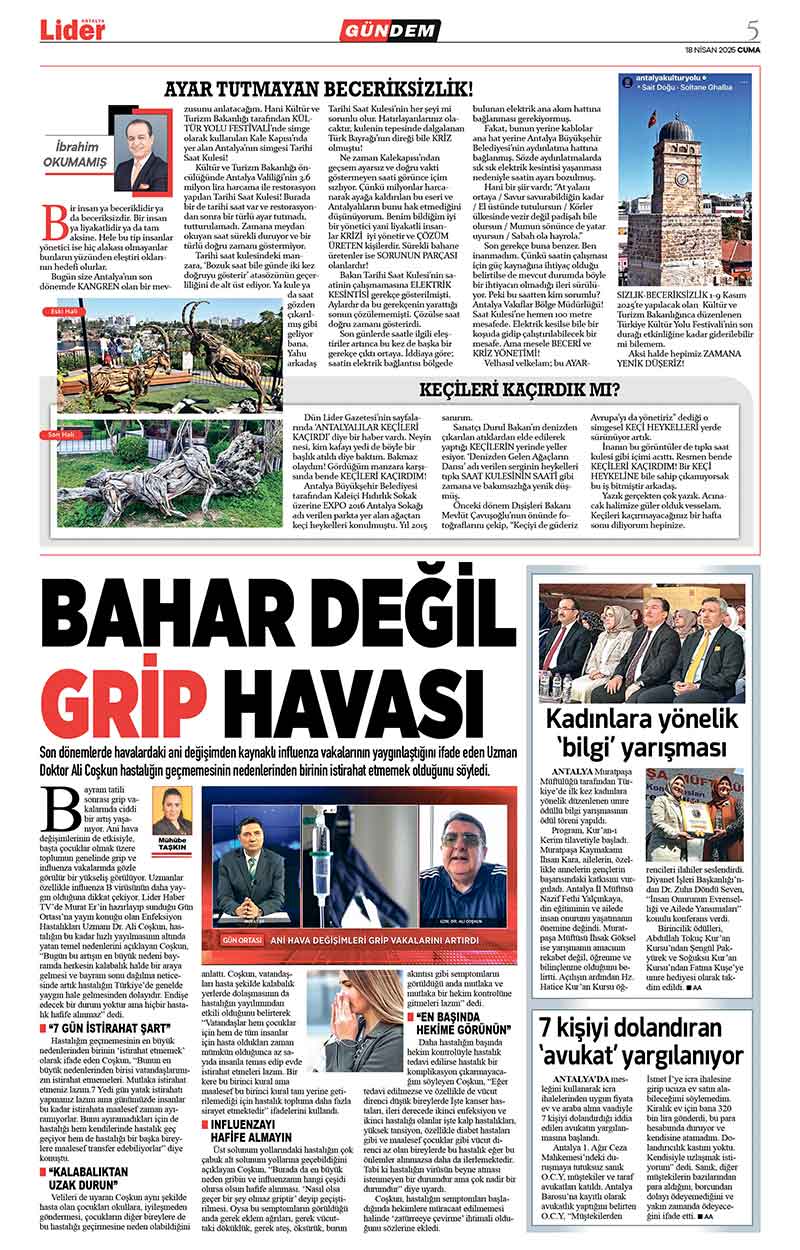 18 N İ S A N 2025 L İ D E R G A Z E T E A N T A L Y A 5