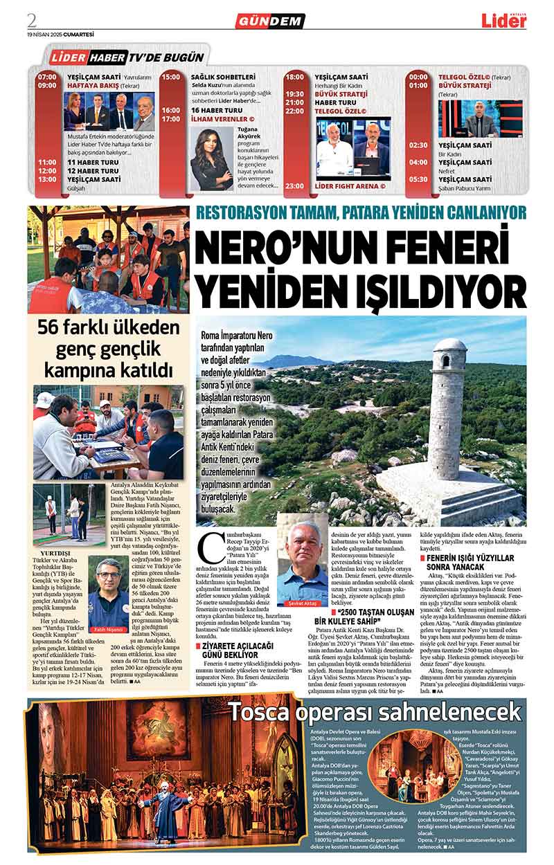 19 N İ S A N 2025 L İ D E R G A Z E T E A N T A L Y A 2