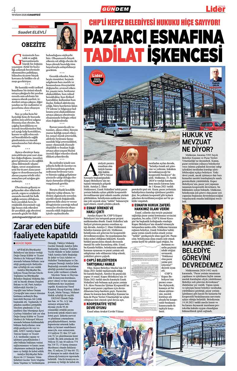 19 N İ S A N 2025 L İ D E R G A Z E T E A N T A L Y A 4