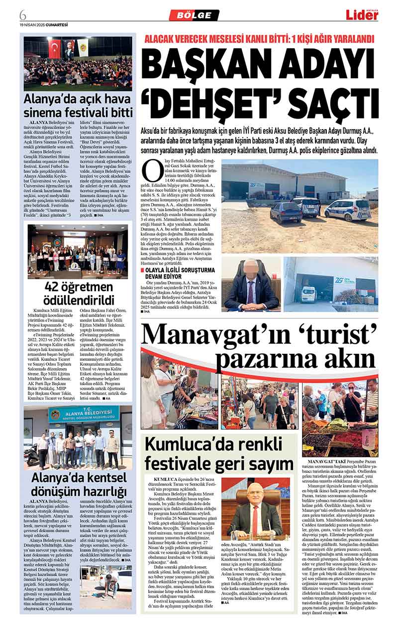 19 N İ S A N 2025 L İ D E R G A Z E T E A N T A L Y A 6