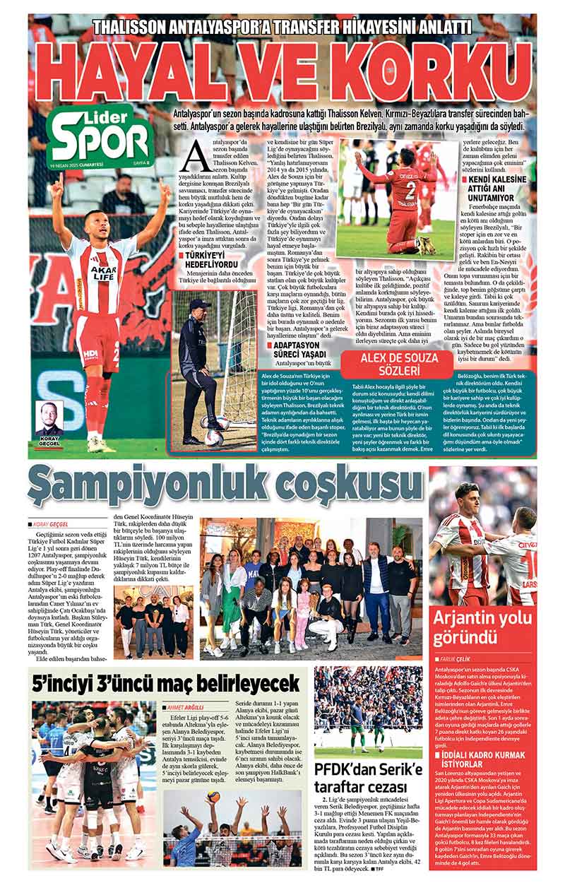 19 N İ S A N 2025 L İ D E R G A Z E T E A N T A L Y A 8