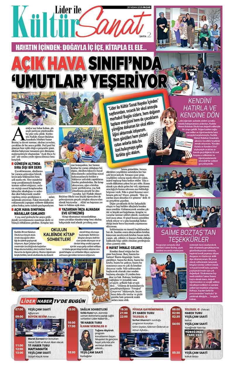 20 N İ S A N 2025 L İ D E R G A Z E T E A N T A L Y A 2