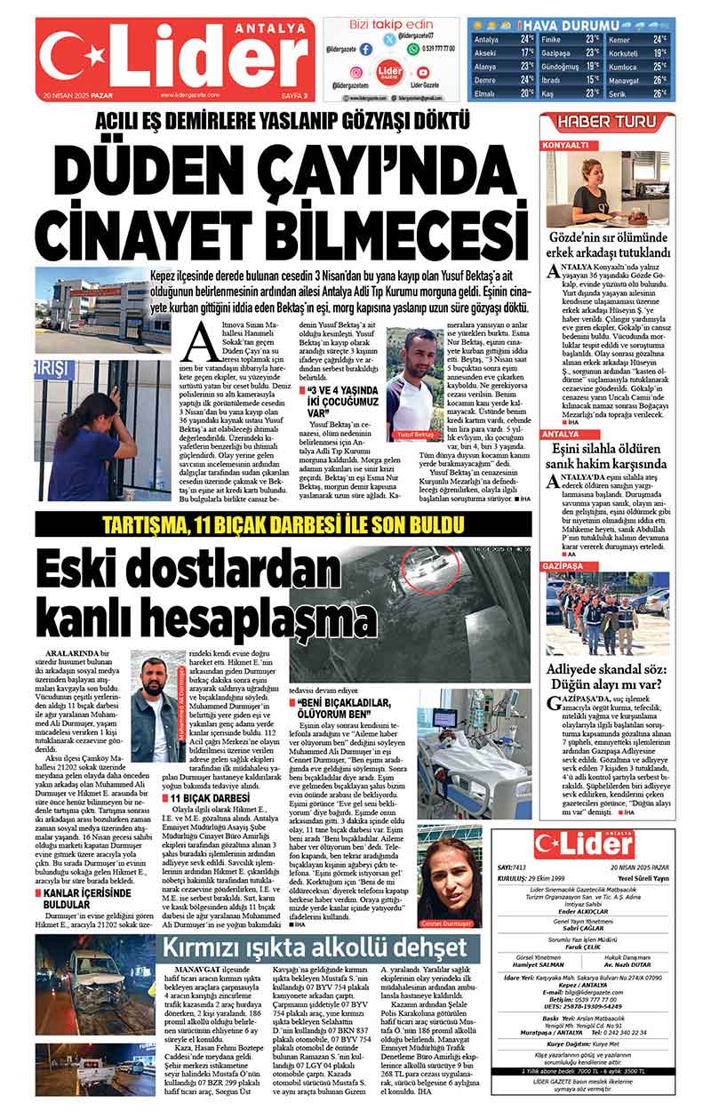 20 N İ S A N 2025 L İ D E R G A Z E T E A N T A L Y A 3