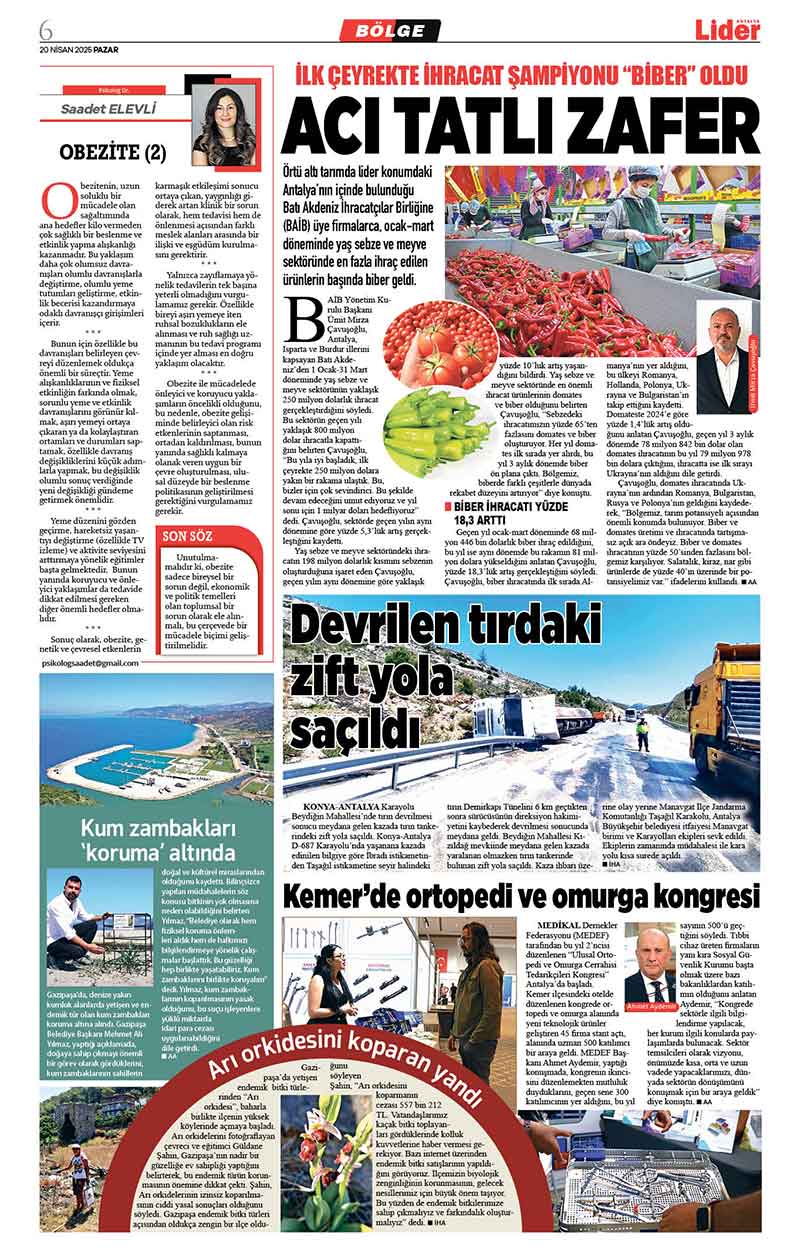 20 N İ S A N 2025 L İ D E R G A Z E T E A N T A L Y A 6