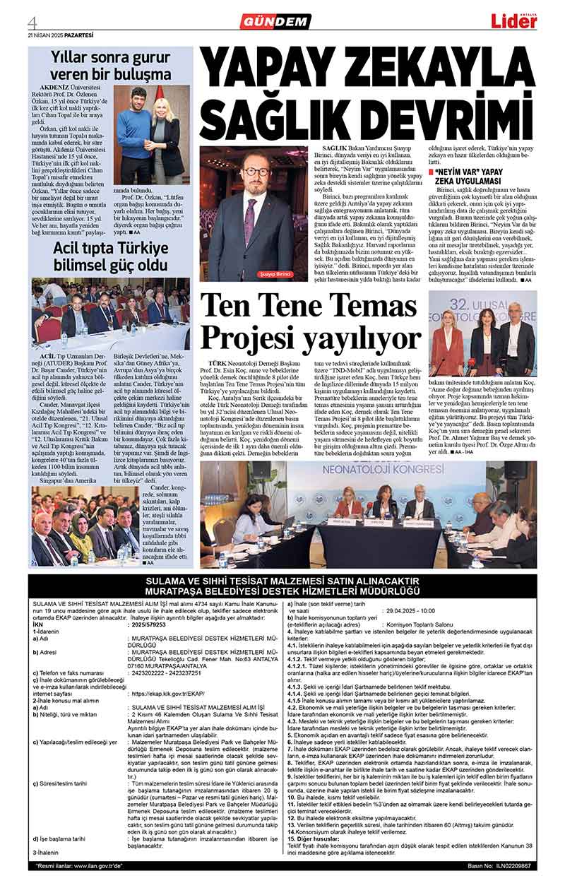 21 N İ S A N 2025 L İ D E R G A Z E T E A N T A L Y A 4