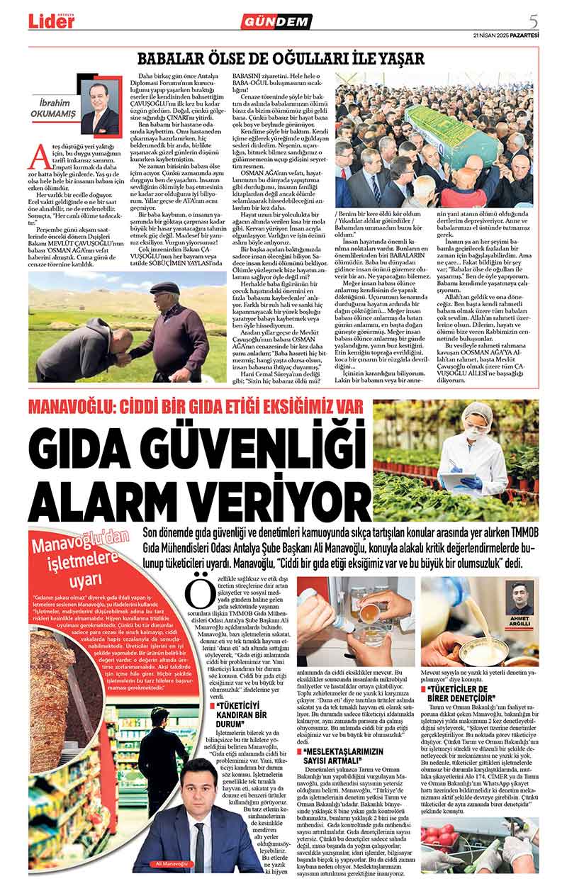 21 N İ S A N 2025 L İ D E R G A Z E T E A N T A L Y A 5