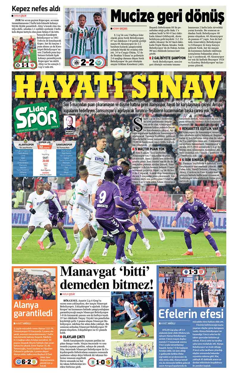 21 N İ S A N 2025 L İ D E R G A Z E T E A N T A L Y A 8