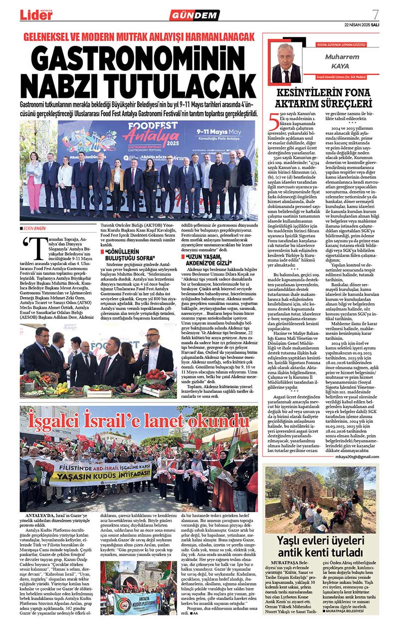 22 N İ S A N 2025 L İ D E R G A Z E T E A N T A L Y A 7