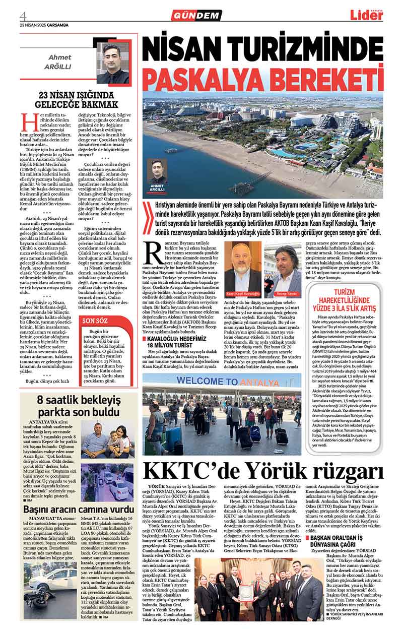 23 N İ S A N 2025 L İ D E R G A Z E T E A N T A L Y A 4